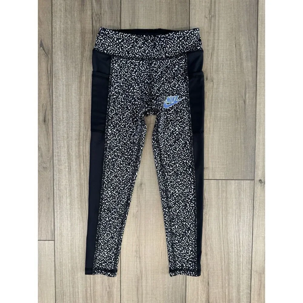 BNWT Kids Girls Black Nike Leggings Size 6 6x Classic Nike‎ Logo pants